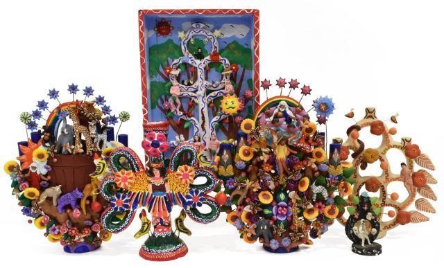 (6) DIMINUTIVE MEXICAN FOLK ART TREES