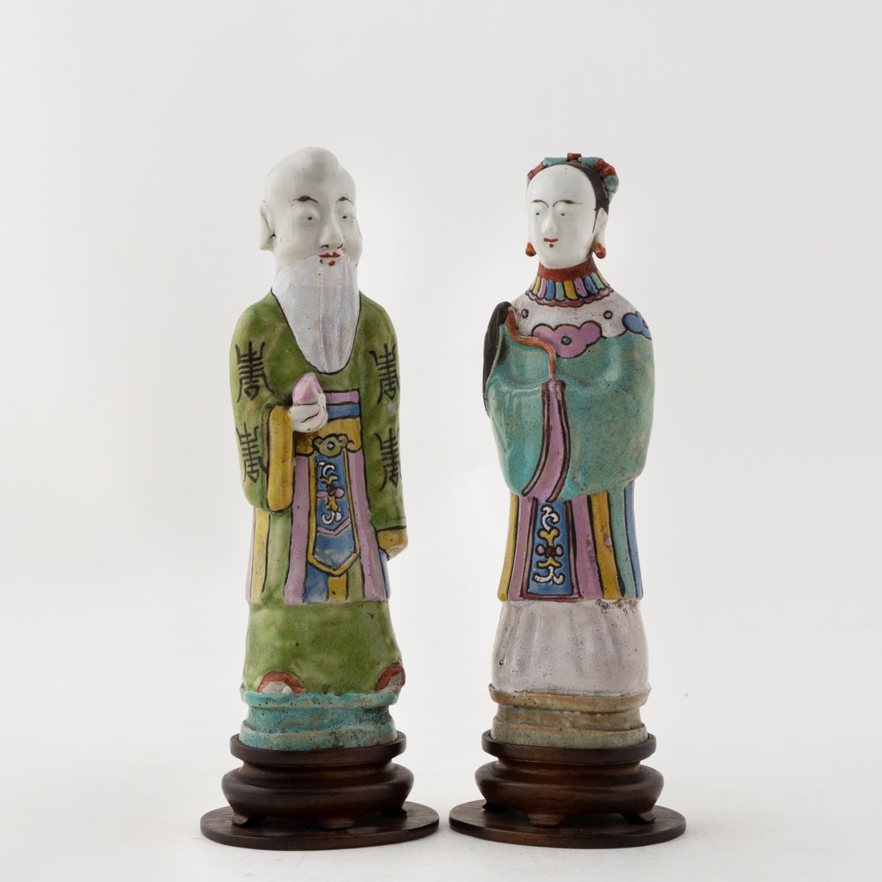 2 STANDING CHINESE IMMORTAL FIGURES  35c147