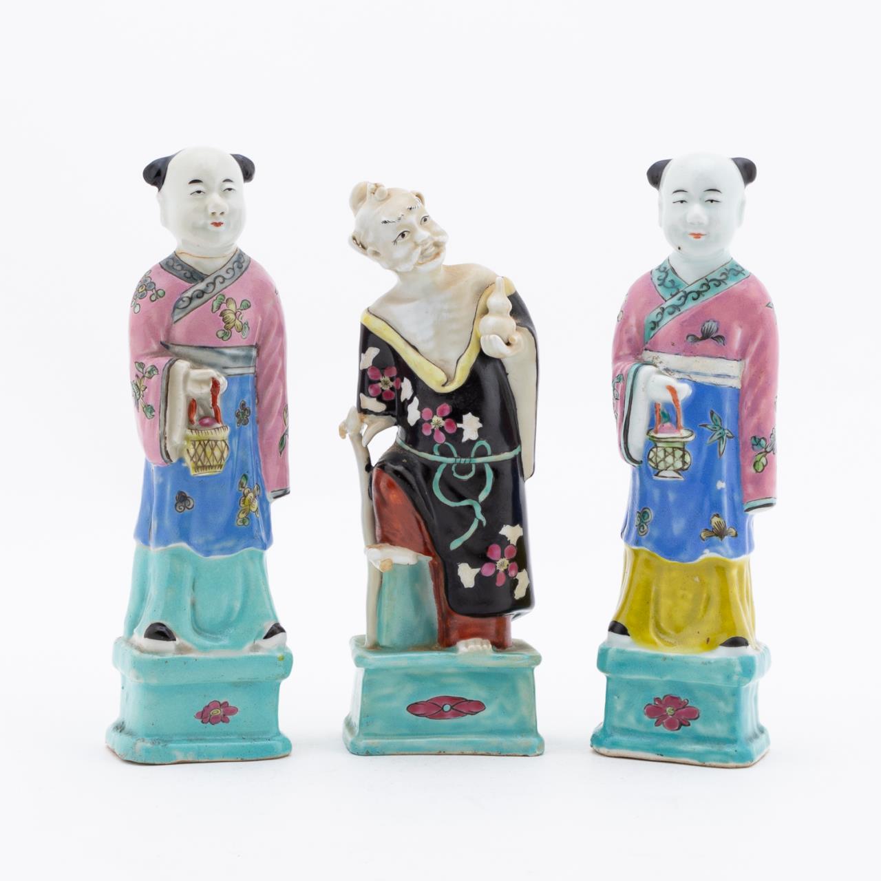 3 CHINESE PORCELAIN FIGURES ON