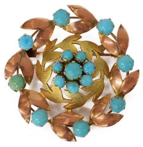 VICTORIAN 14KT ROSE GOLD TURQUOISE 35c1d4