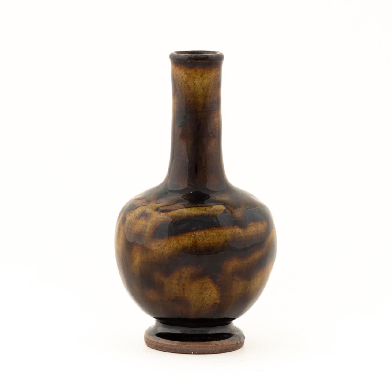 CHINESE SMALL MOTTLED BROWN GLAZE CERAMIC