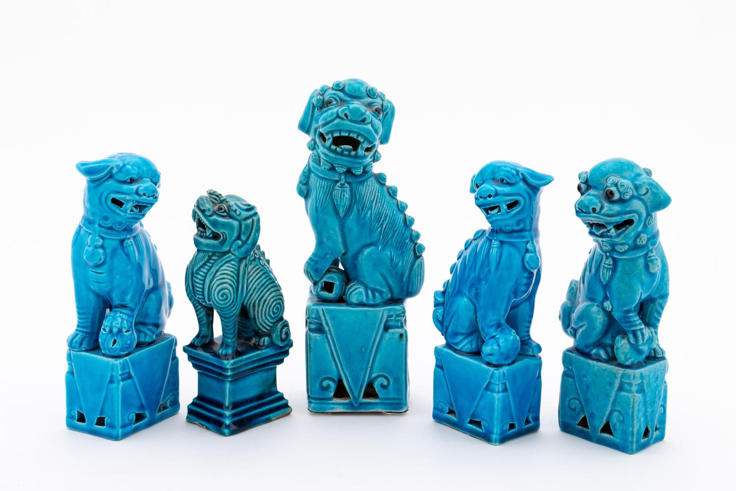 FIVE CHINESE TURQUOISE BLUE GUARDIAN 35c1f7