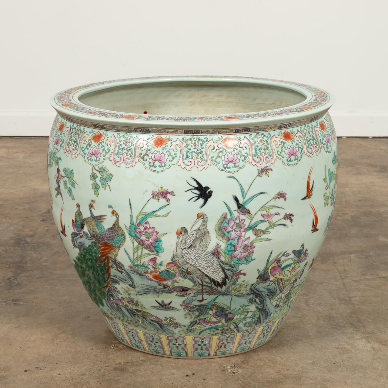 LARGE CHINESE FISH BOWL PLANTER,