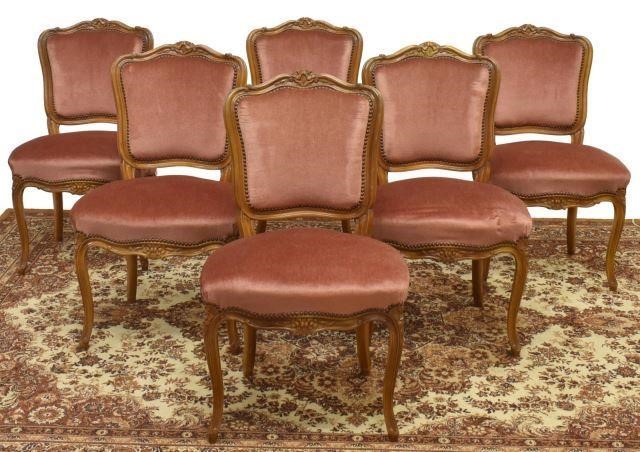 (6) FRENCH LOUIS XV STYLE UPHOLSTERED