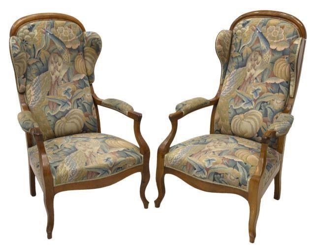  2 FRENCH FRUITWOOD WINGBACK VOLTAIRE 35c270