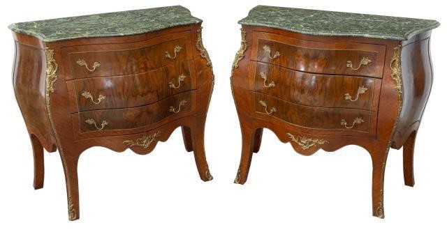  2 PETITE FRENCH STYLE MARBLE TOP 35c285