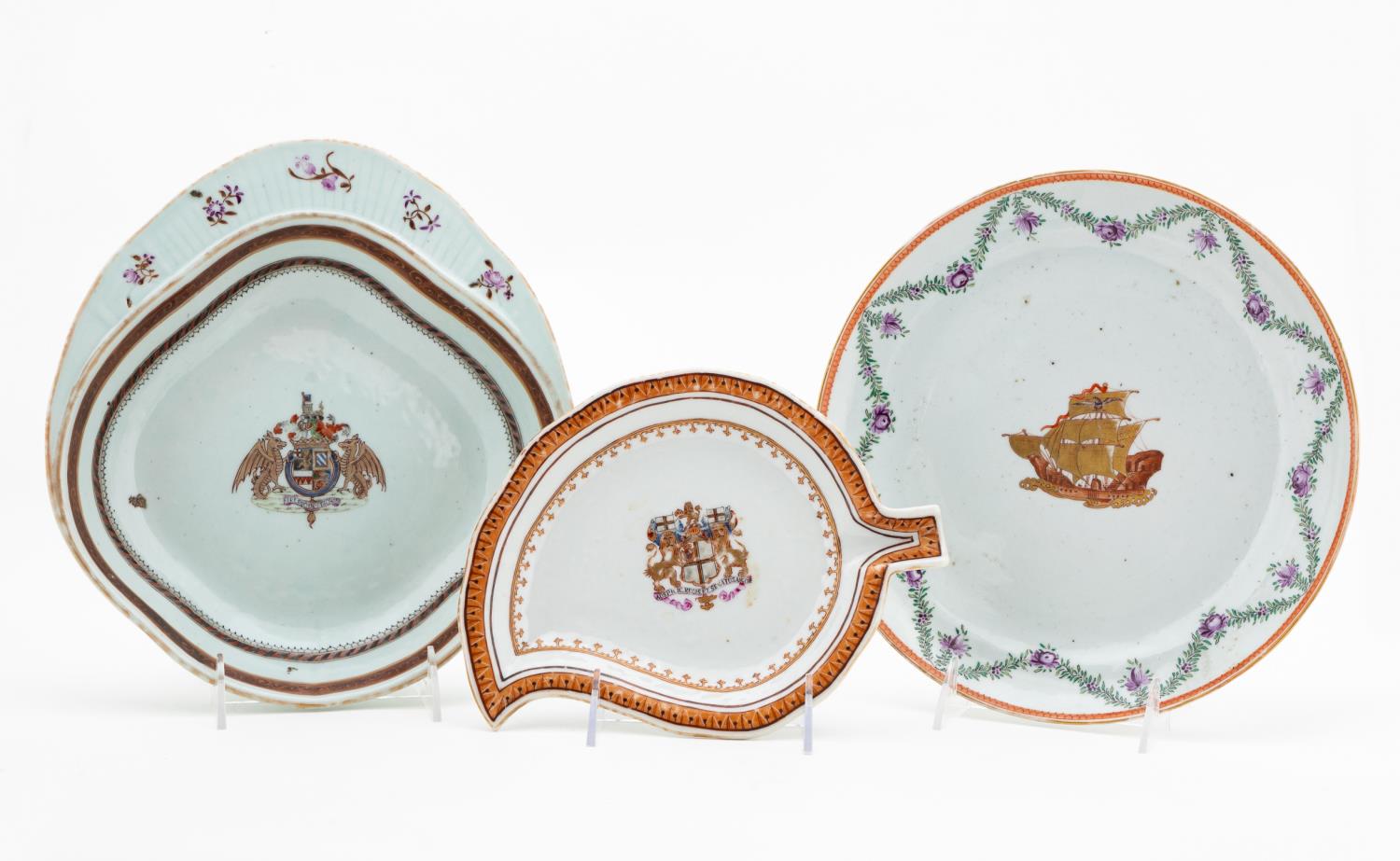 3PC, CHINESE EXPORT ARMORIAL PORCELAIN