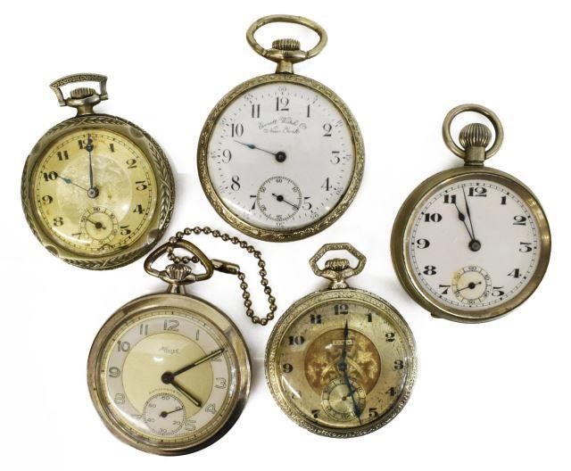 5 OPEN FACE POCKET WATCHES EVERETT  35c2c2