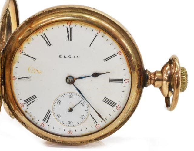 ELGIN 14KT GOLD-FILLED HUNTER CASE POCKET