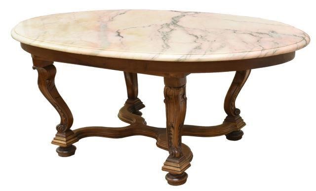 LARGE FRENCH MARBLE-TOP CARVED