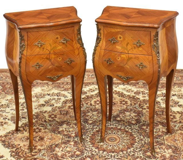  2 FRENCH LOUIS XV STYLE MARQUETRY 35c30c
