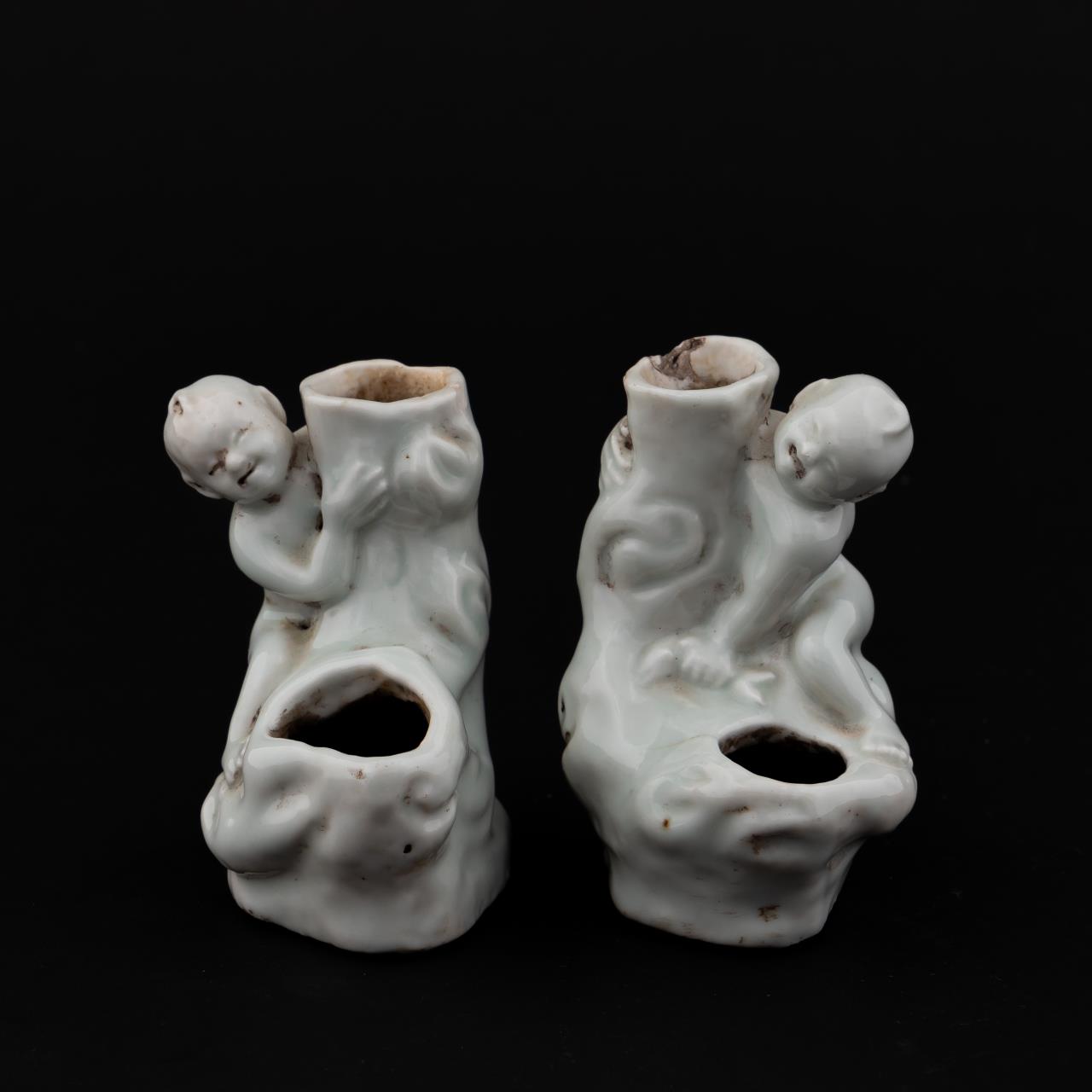 PAIR BLANC DE CHINE FIGURAL INCENSE