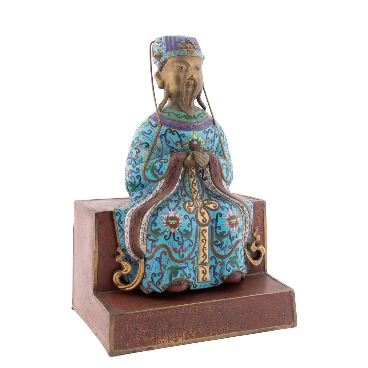 CHINESE CLOISONNE SEATED FIGURE