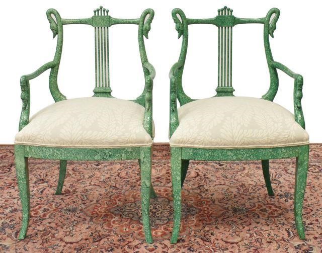  2 EMPIRE STYLE FAUX MALACHITE 35c398