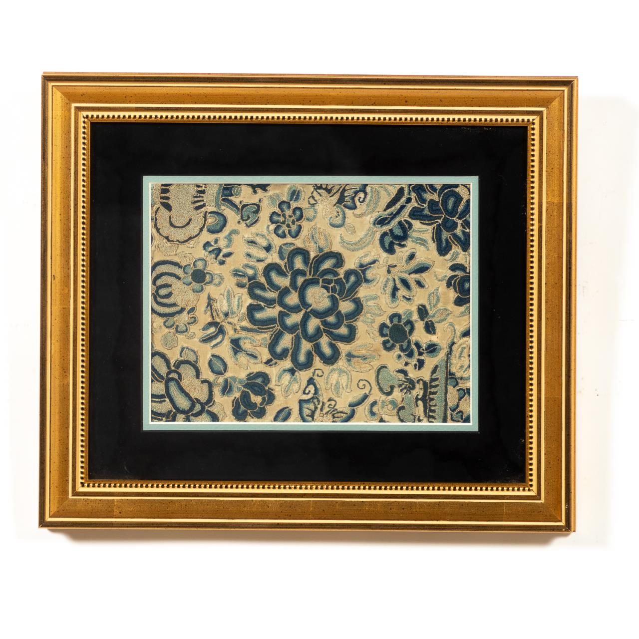 BLUE FLORAL CHINESE SILK EMBROIDERY,