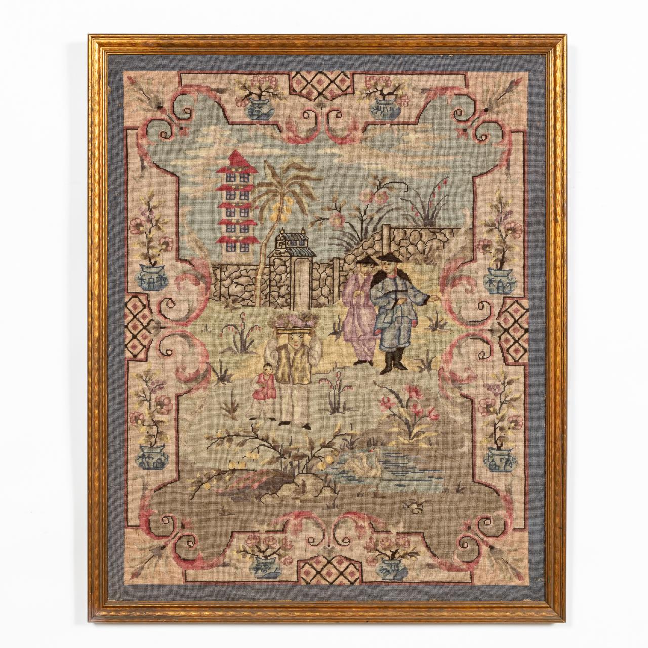 20TH CENTURY CHINOISERIE EMBROIDERY,