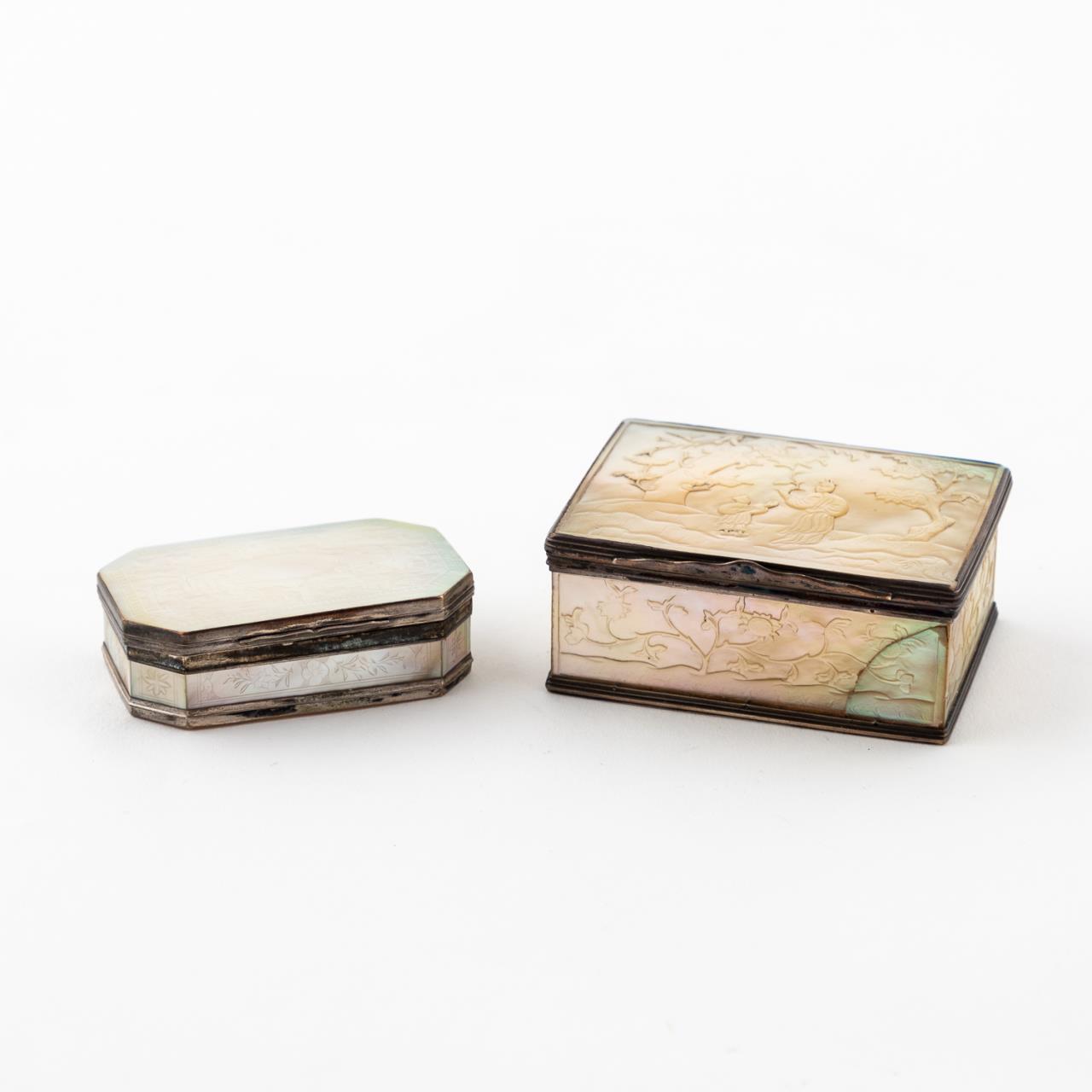 TWO CHINESE MOTHER OF PEARL SMALL