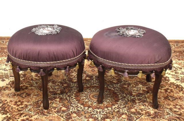 (2) LOUIS XV STYLE UPHOLSTERED