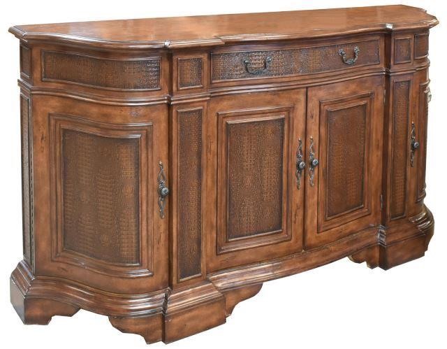 WALNUT FINISH SIDEBOARD W/ FAUX ALLIGATOR