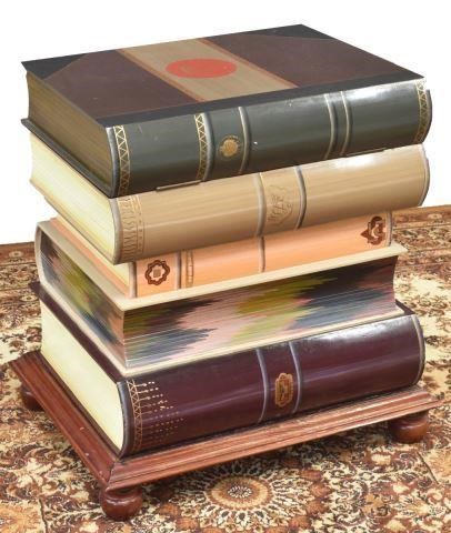 PULASKI HAND-PAINTED STACKED BOOKS SIDE/