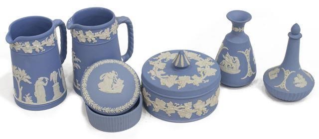 (6) ENGLISH WEDGWOOD BLUE JASPERWARE(lot