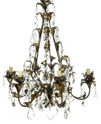 ITALIAN GILT METAL CRYSTAL SIX LIGHT 35c4e1