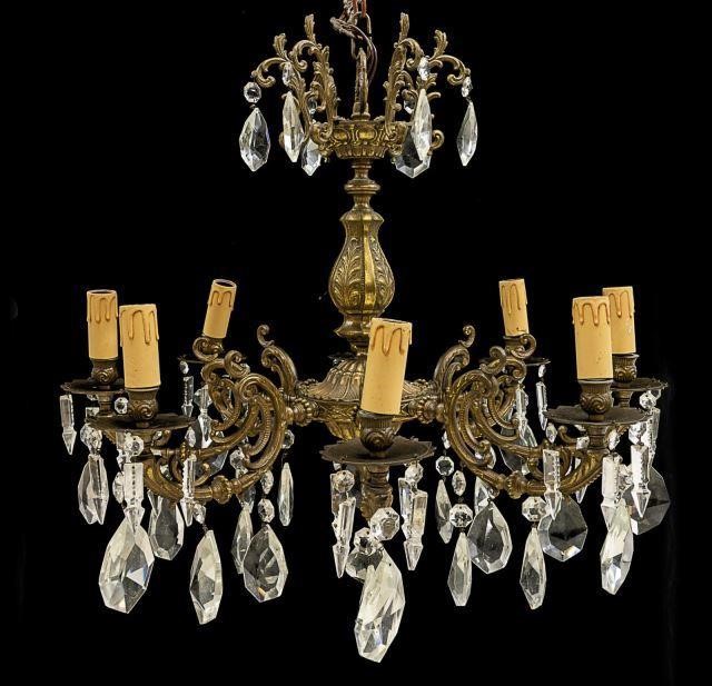 ITALIAN GILT METAL CRYSTAL 8 LIGHT 35c4fa