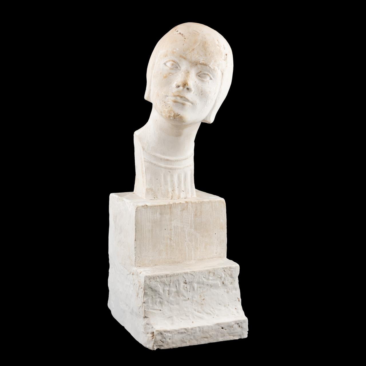 FRENCH PLASTER BUST OF JOAN OF ARC ON