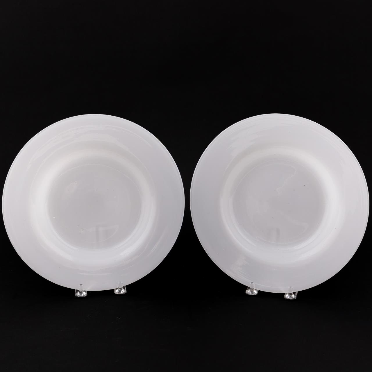 PAIR 20TH C. OPALINE WHITE GLASS