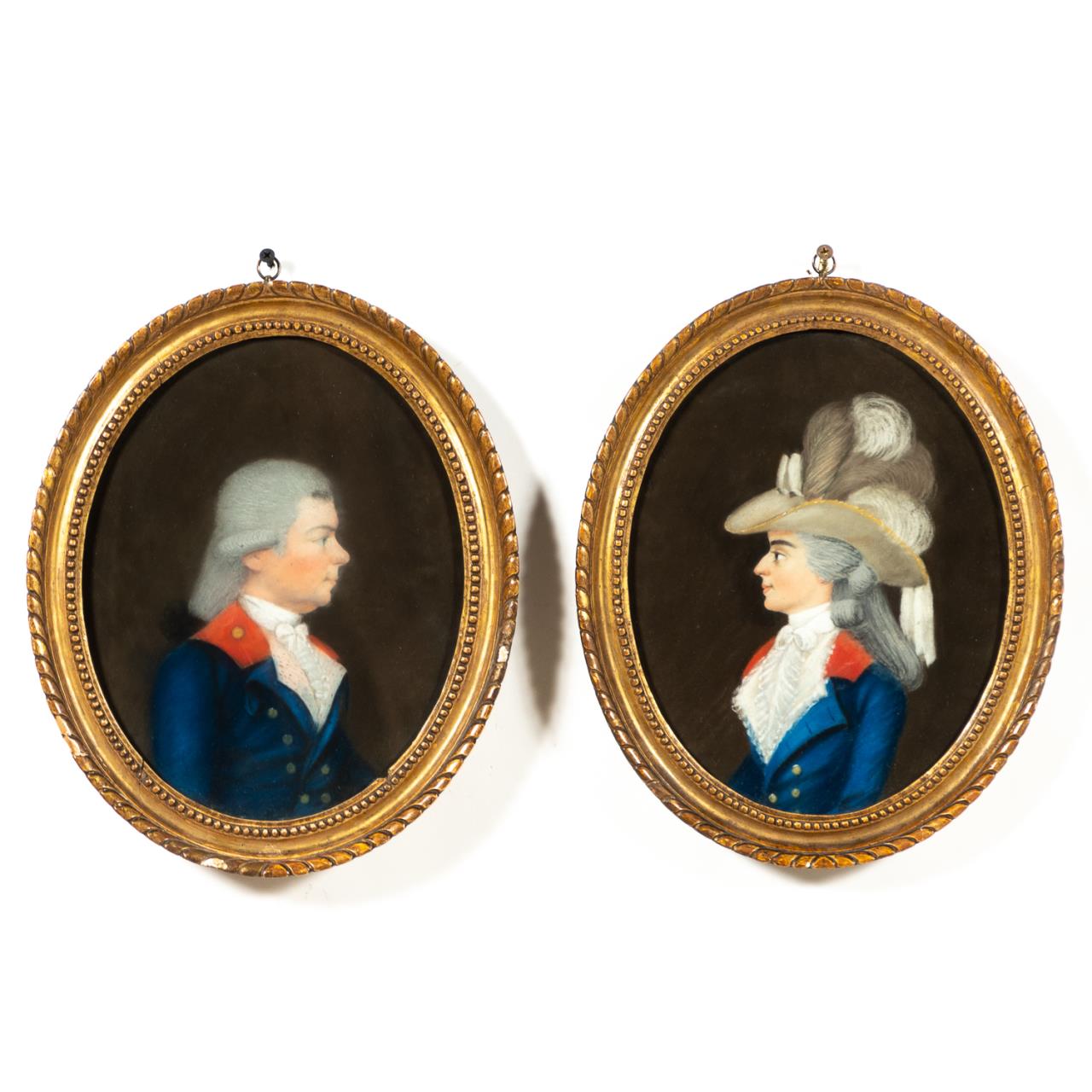 PAIR, FRENCH MILITARY PASTEL PORTRAITS,