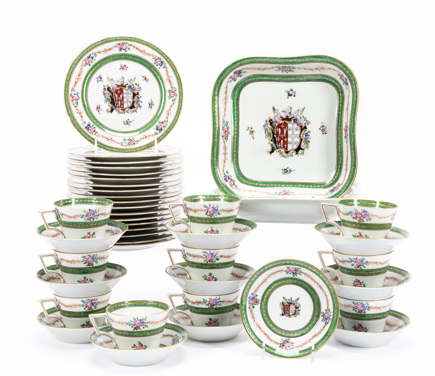 41 PCS, FRENCH ARMORIAL DINNERWARE,