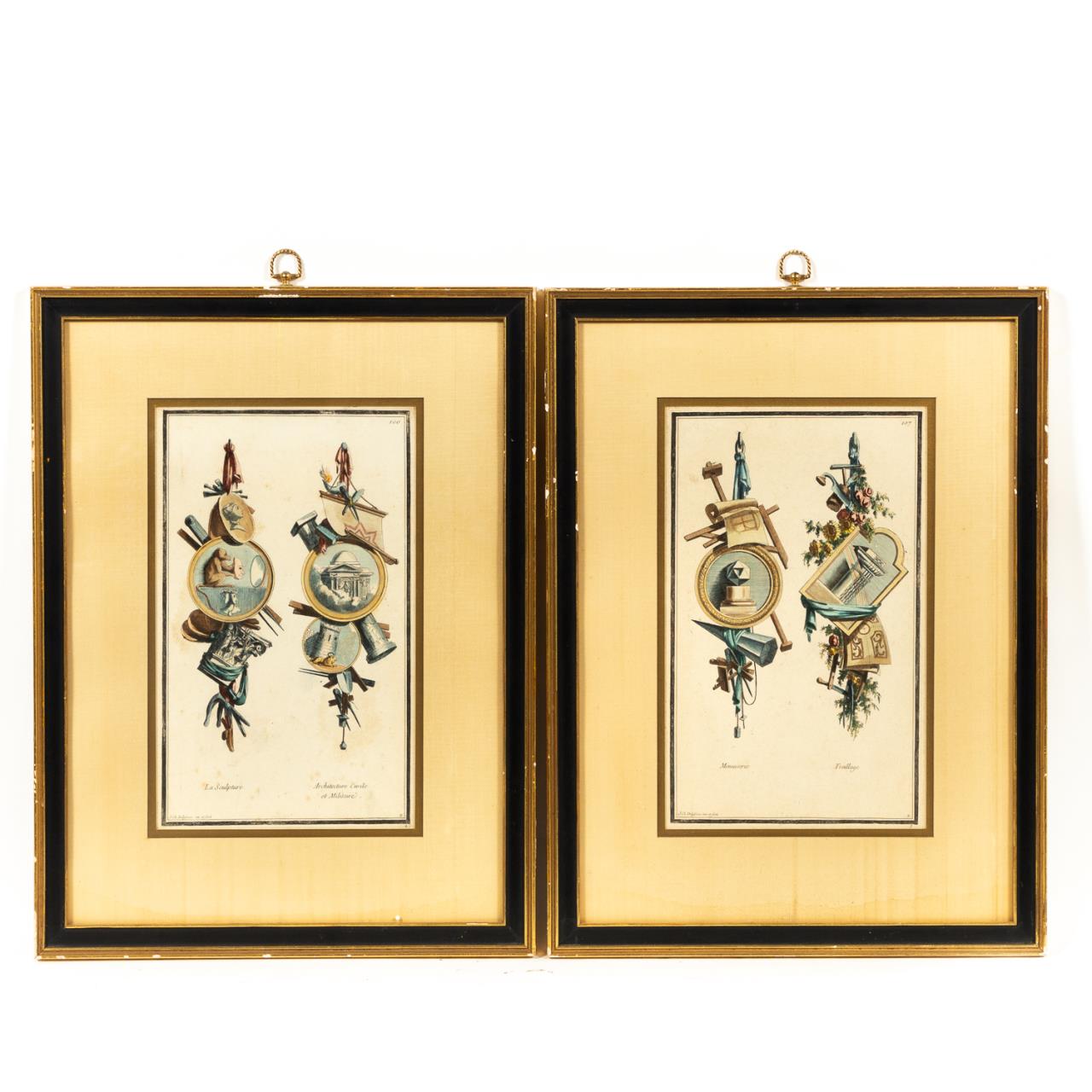 PAIR, FRENCH ARCHITECTURAL ENGRAVINGS,