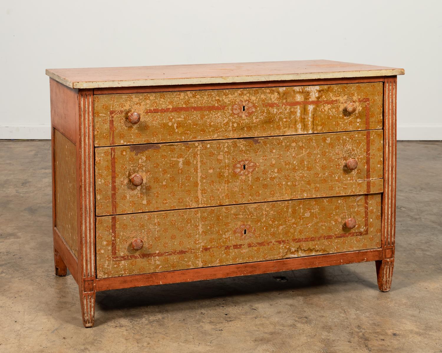 19TH C. FRENCH PAINTED THREE-DRAWER