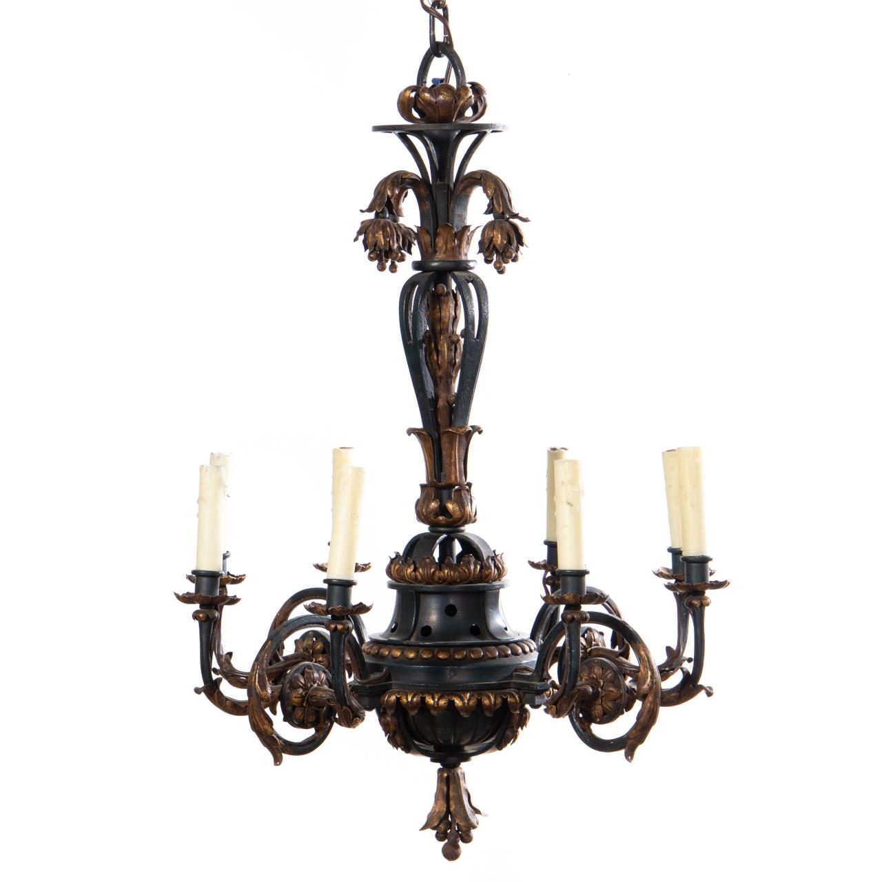 19TH C. FRENCH GILT TOLE EIGHT-LIGHT