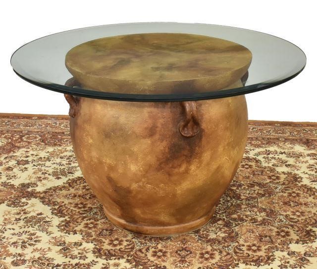 CONTEMPORARY ROUND GLASS TOP URN 35c59b