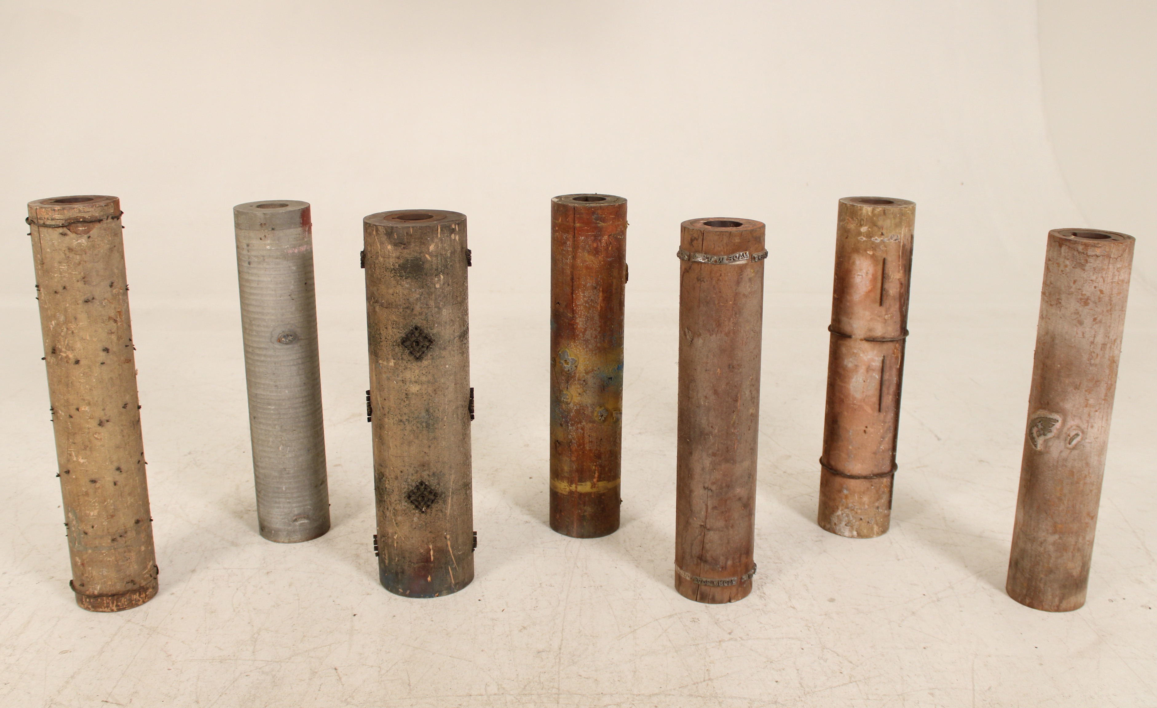 GROUP OF 7 WOODEN WALLPAPER ROLLERS