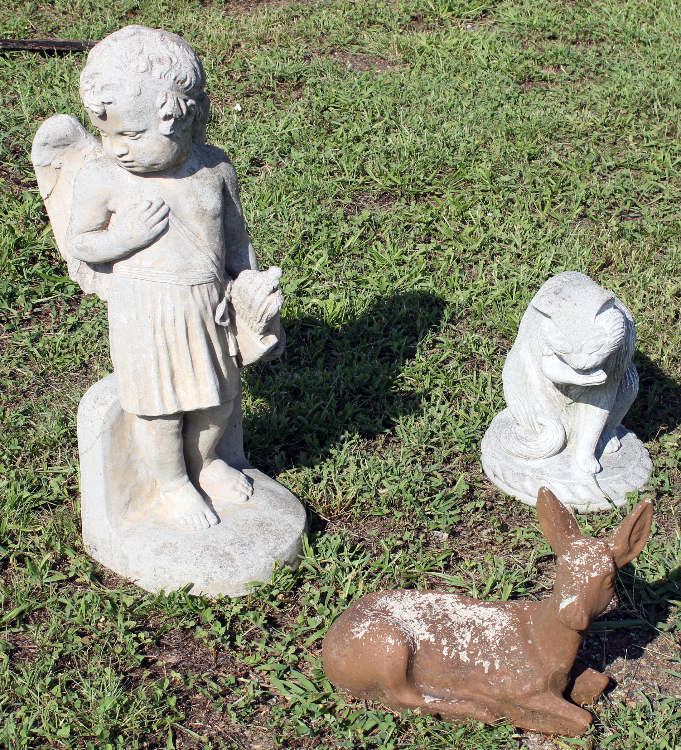 GROUP OF 3 CAST STONE OUTDOOR SCULPTURES