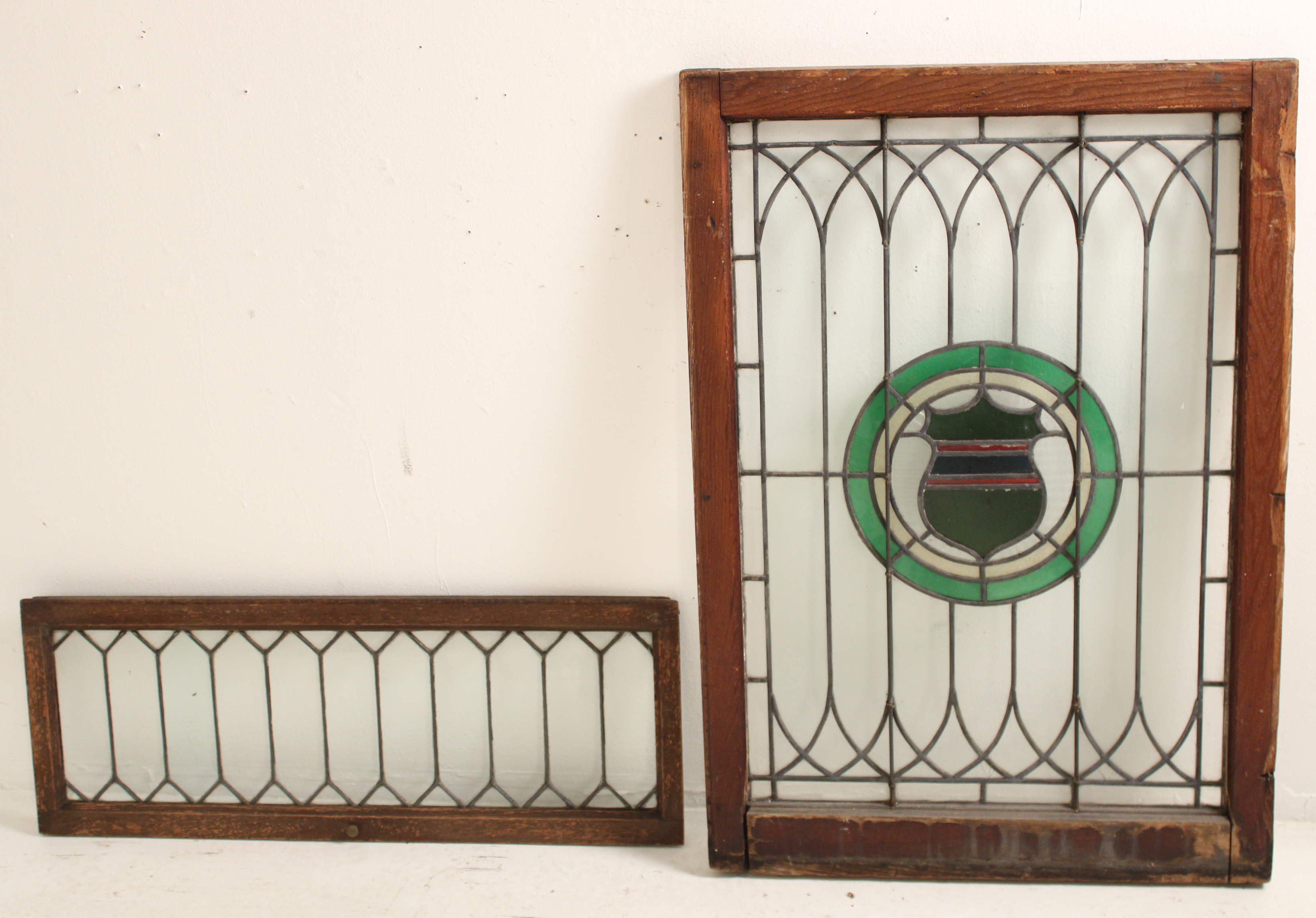 2 PC. MISC . LOT OF LEADED GLASS