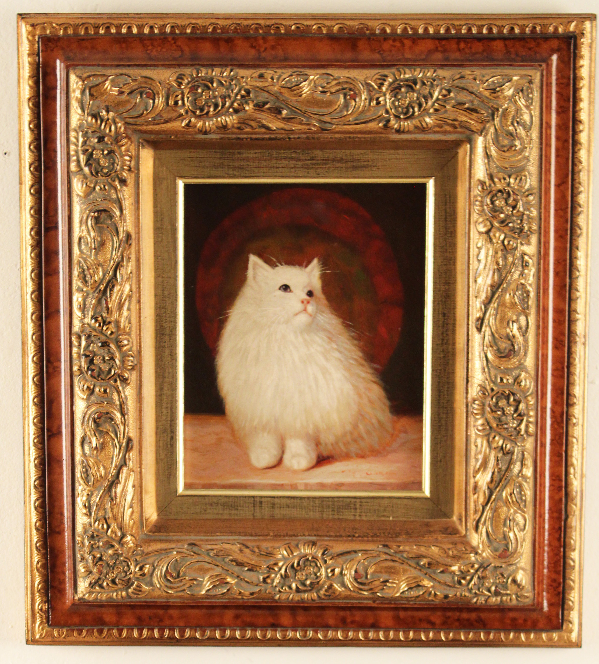 FRAMED O C PAINTING OF CAT SIGNED 35ed0c