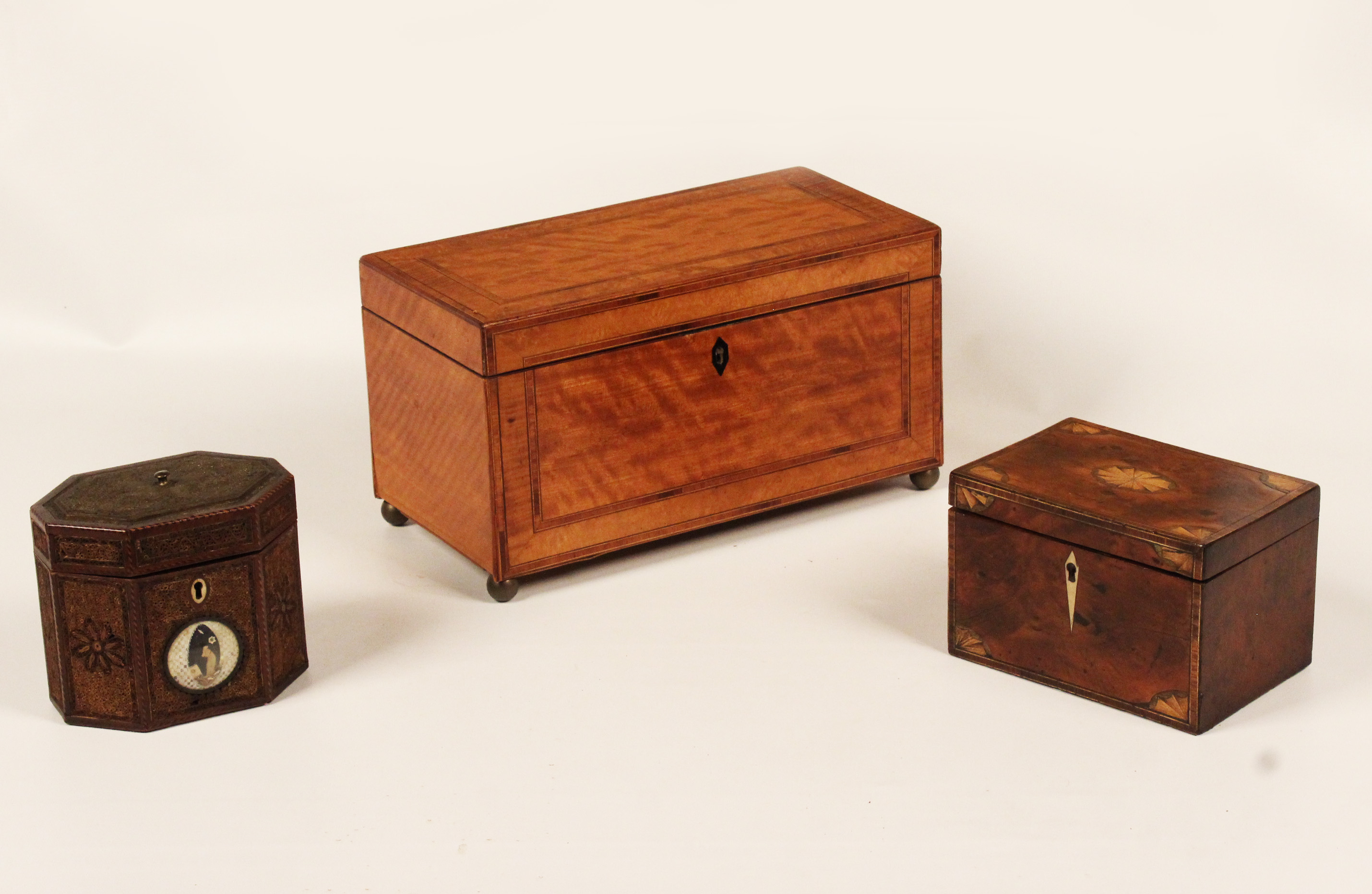 GROUP OF 3 ANTIQUE ENGLISH CADDIES