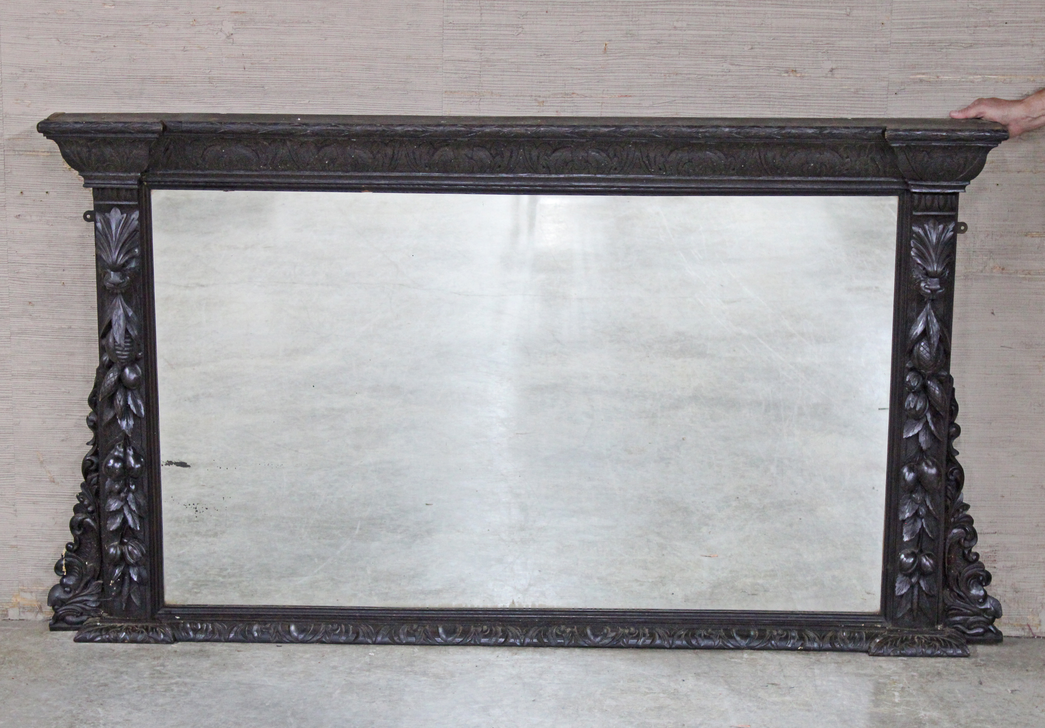 FRENCH OAK BACKBAR MIRROR W/ LION