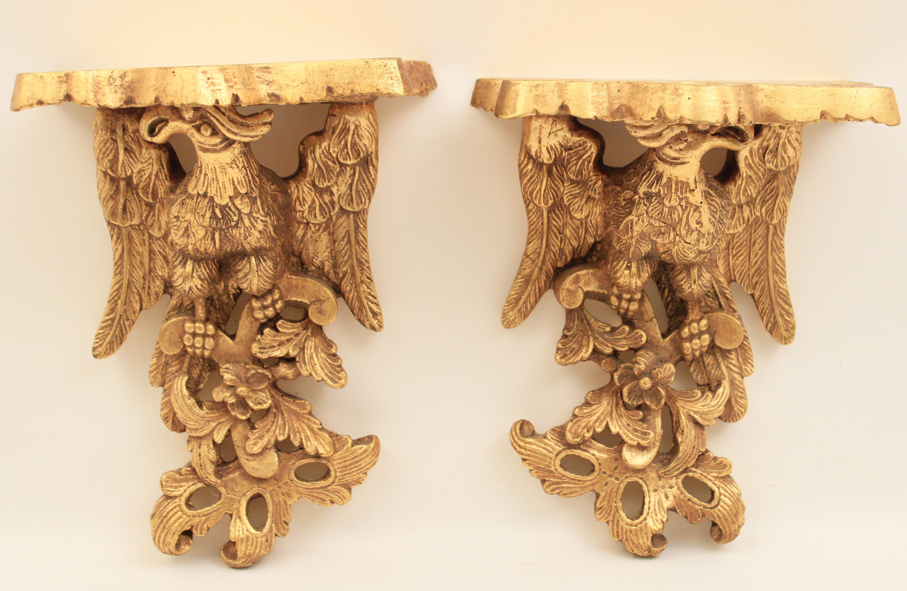 PR OF GILT CARVED WOOD EAGLE FORMED 35edba