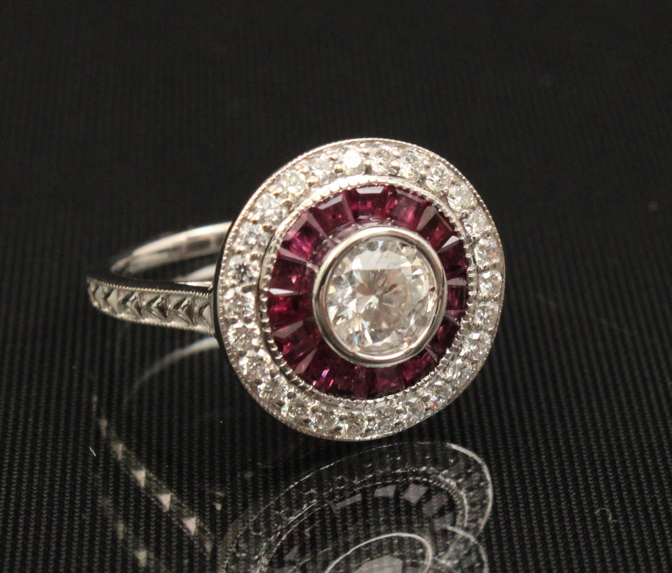 18K WHTIE GOLD DIAMOND AND RUBY
