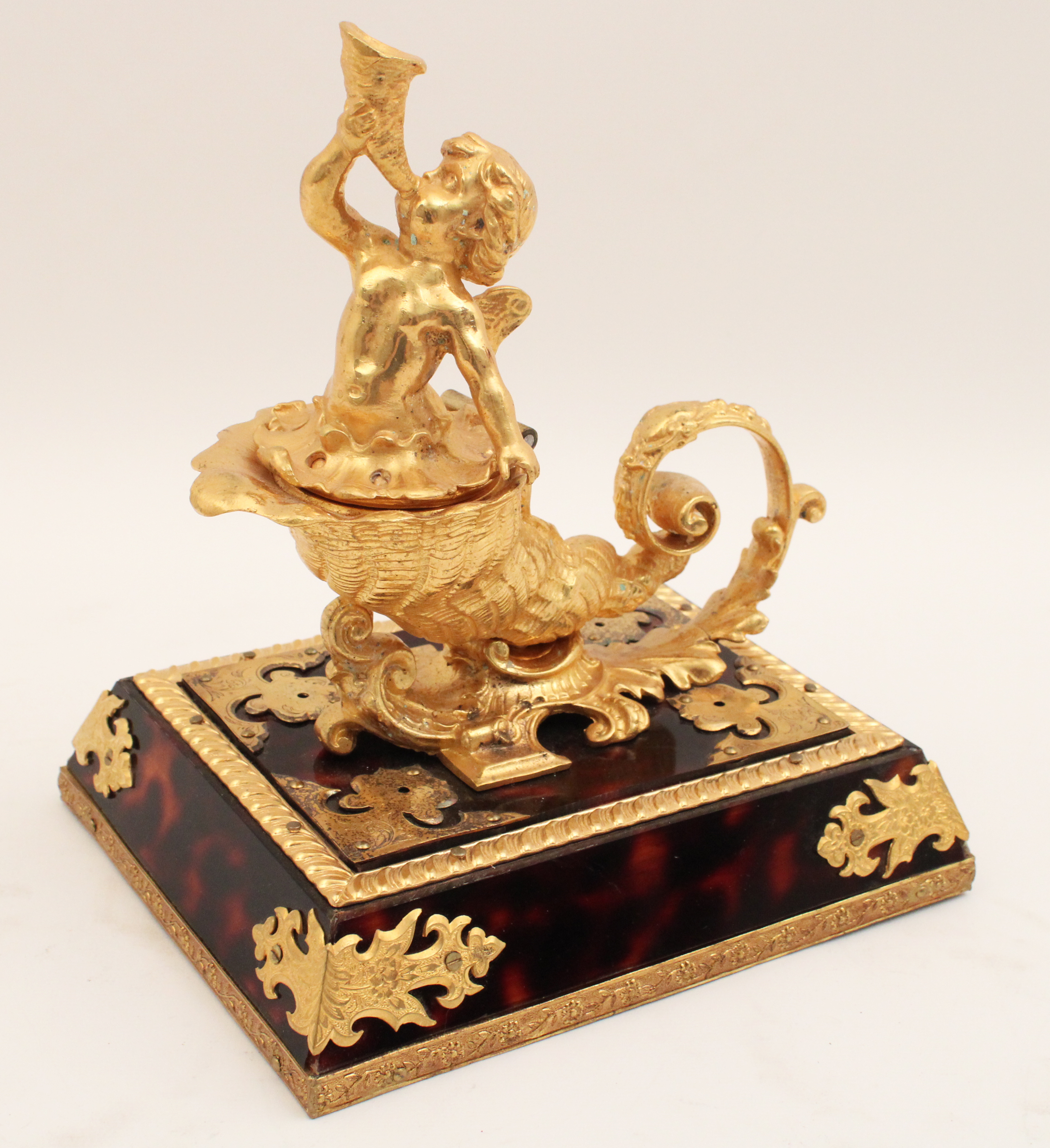 DORE BRONZE CORNUCOPIA FORMED INKWELL 35edf6