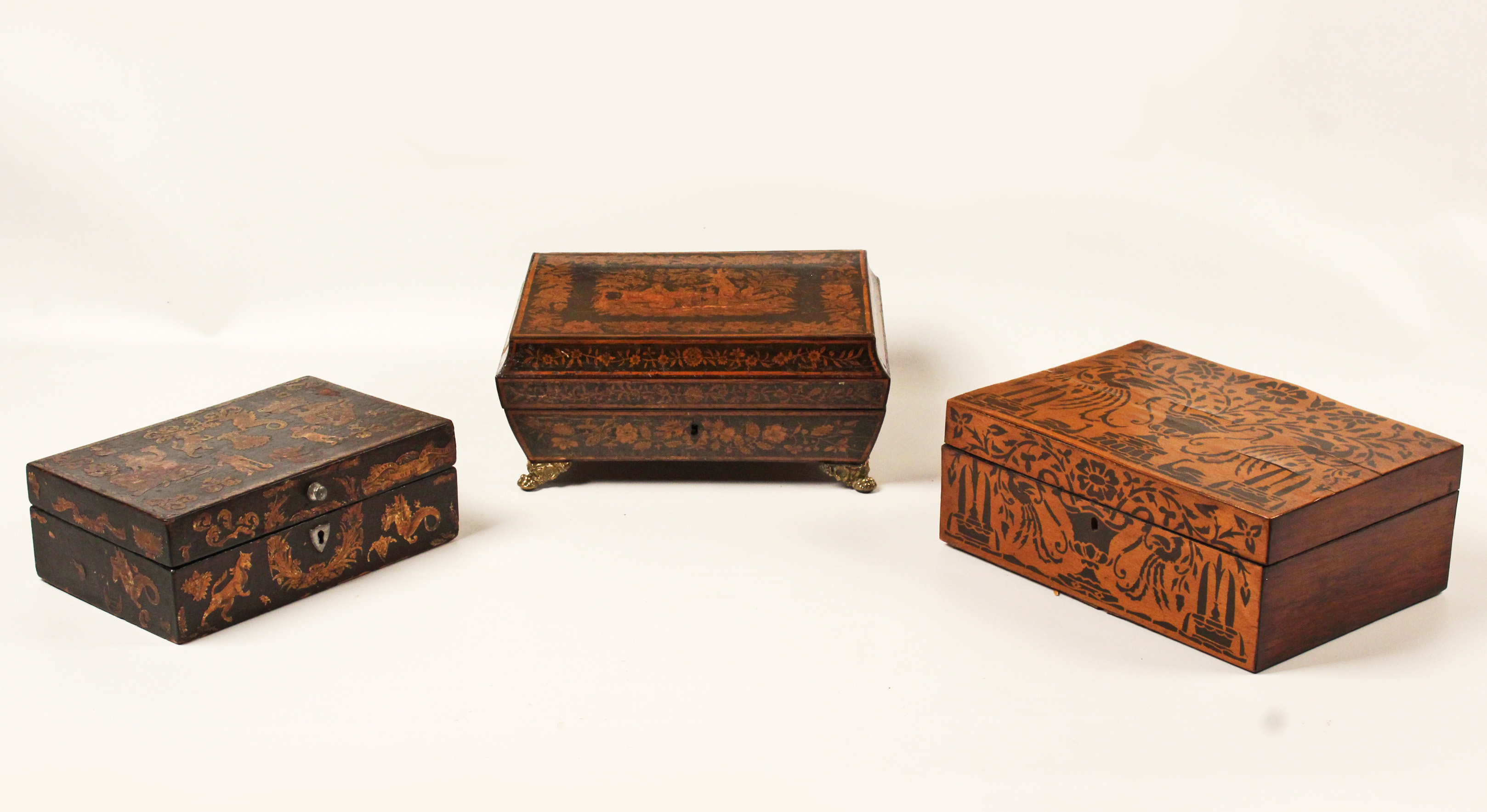 GROUP OF 3 MISC ANTIQUE WOOD BOXES 35edf2