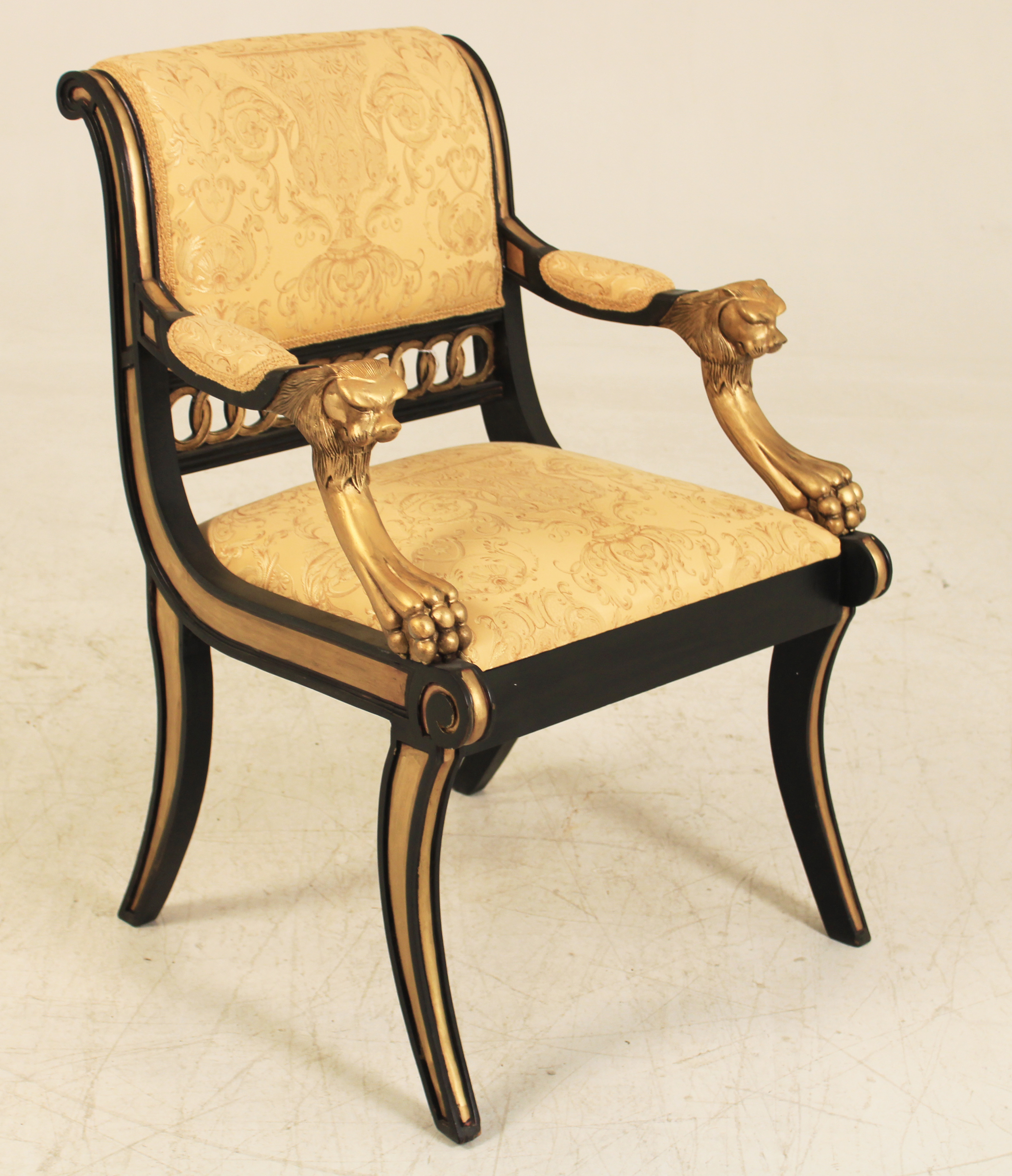 REGENCY STYLE BLACK AND GOLD LACQUERED
