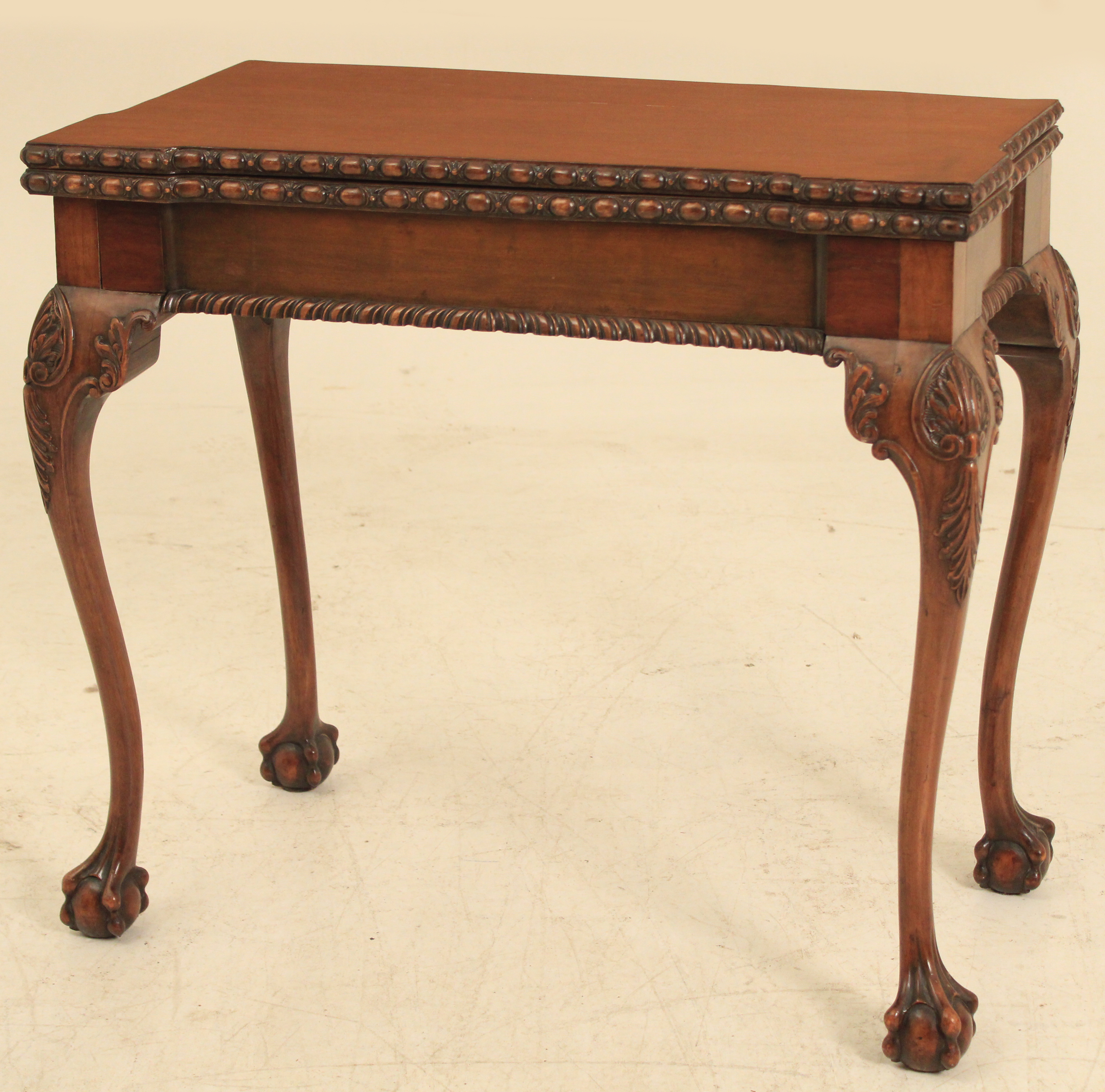 CHIPPENDALE GAME TABLE WITH LEATHER