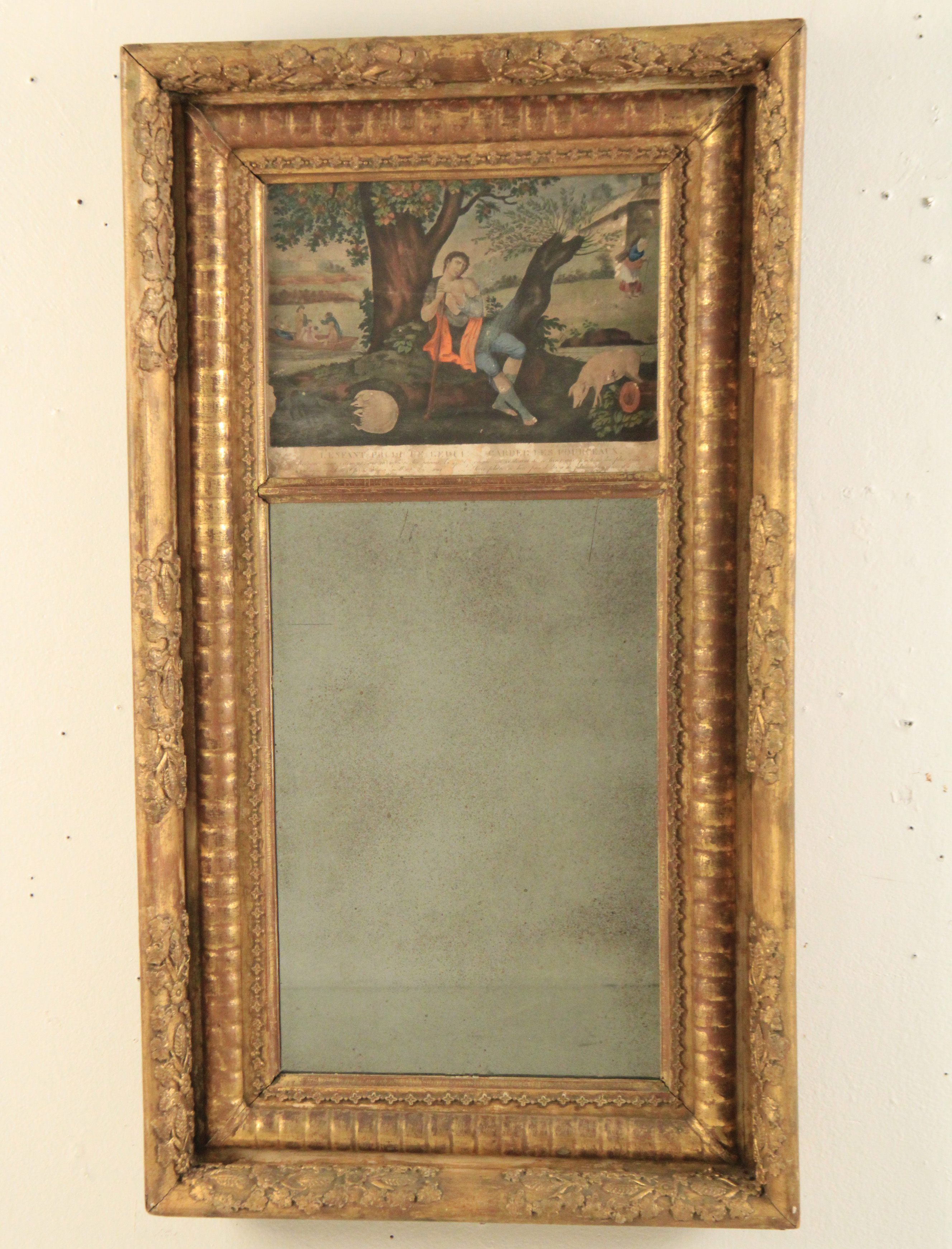 ANTIQUE FRENCH TRUMEAU MIRROR  35ee3e