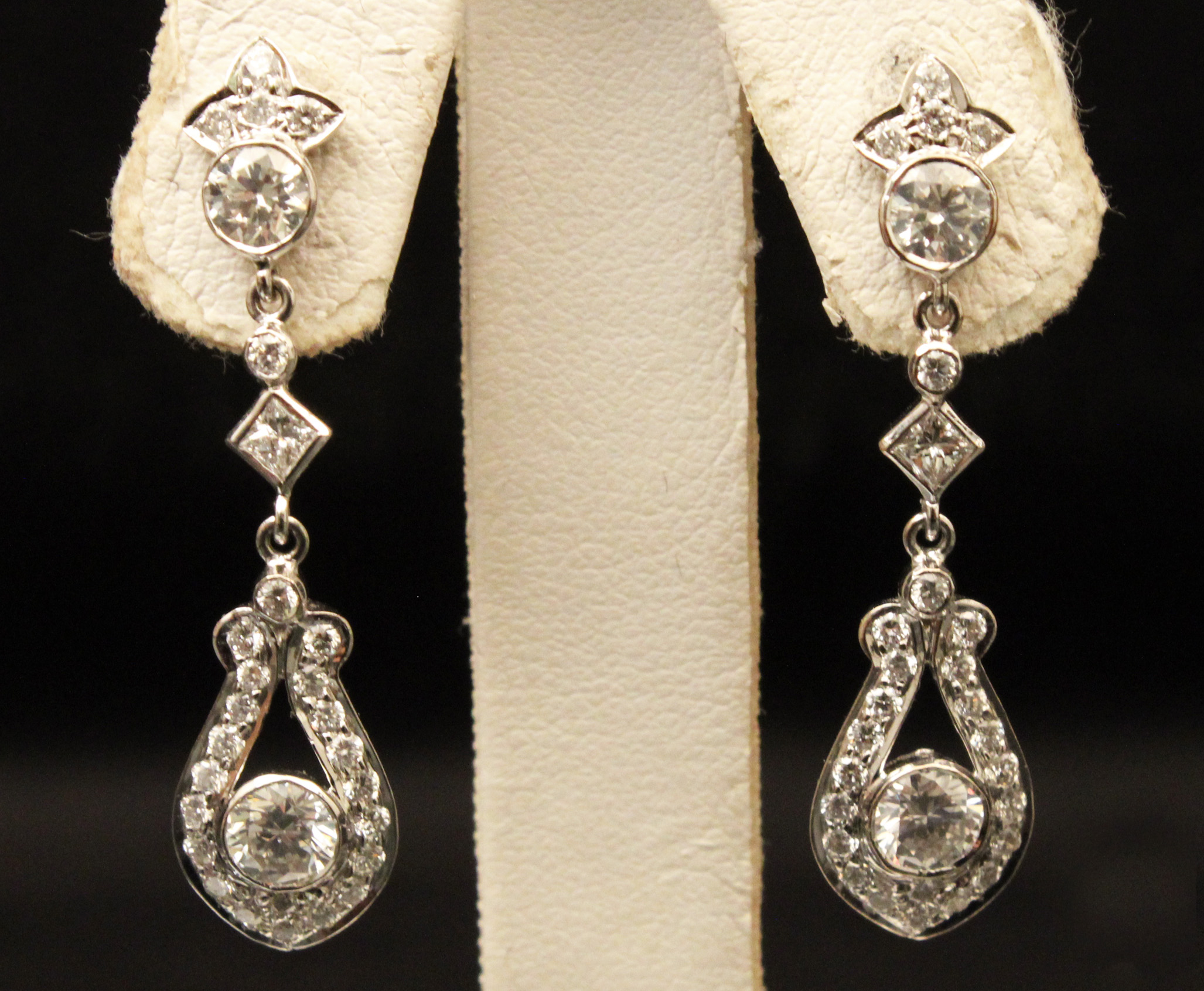 18K WHITE GOLD DIAMOND DROP EARRINGS 35eece