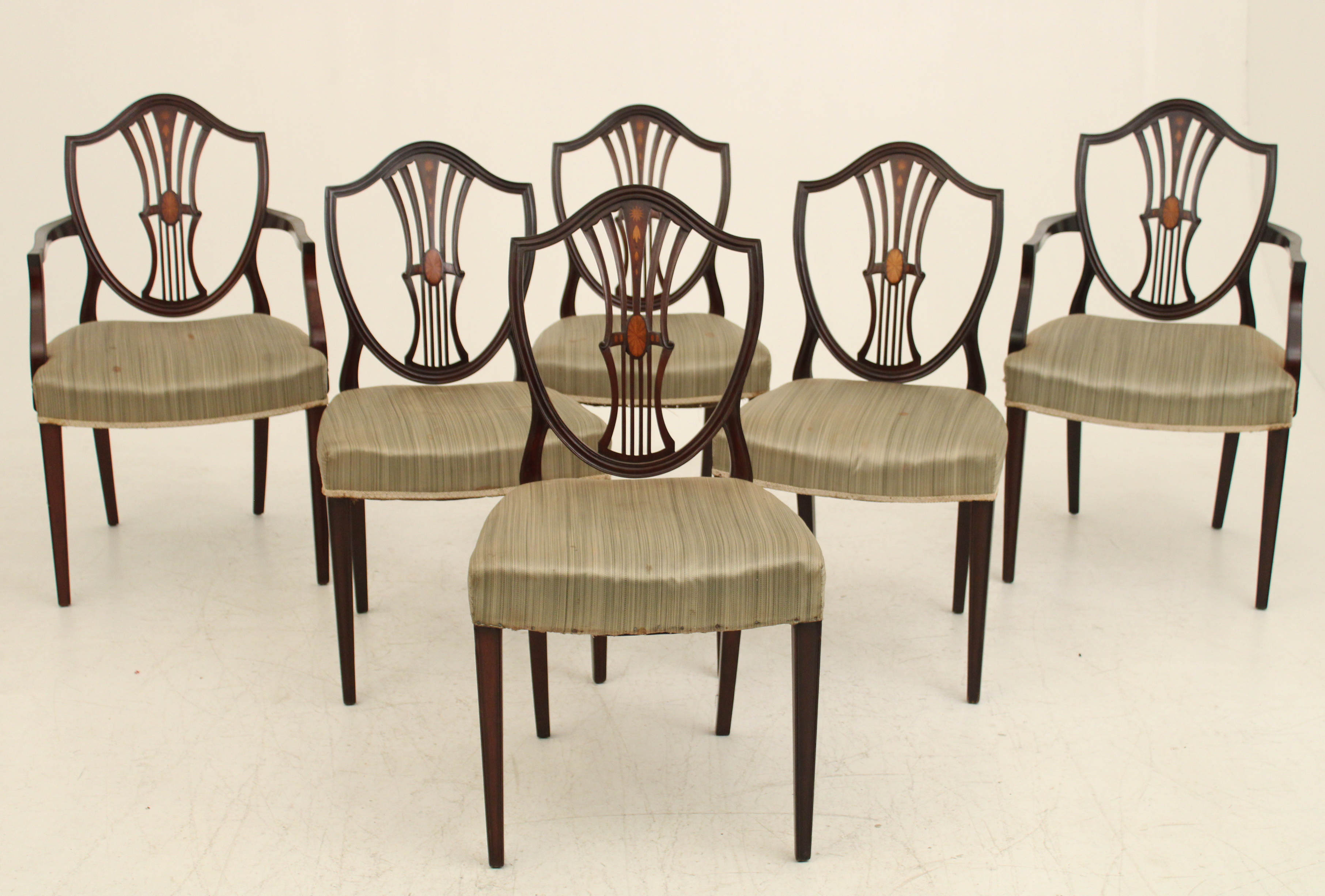 SET OF 6 AMERICAN SHIELD BACK MAHOGANY